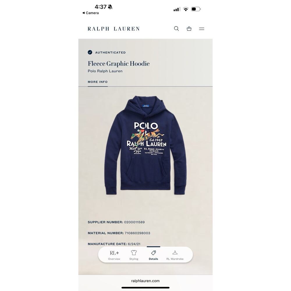 2021 POLO RALPH LAUREN Riding Academy Equestrian Hoodie Mens Sz M Navy Blue $200